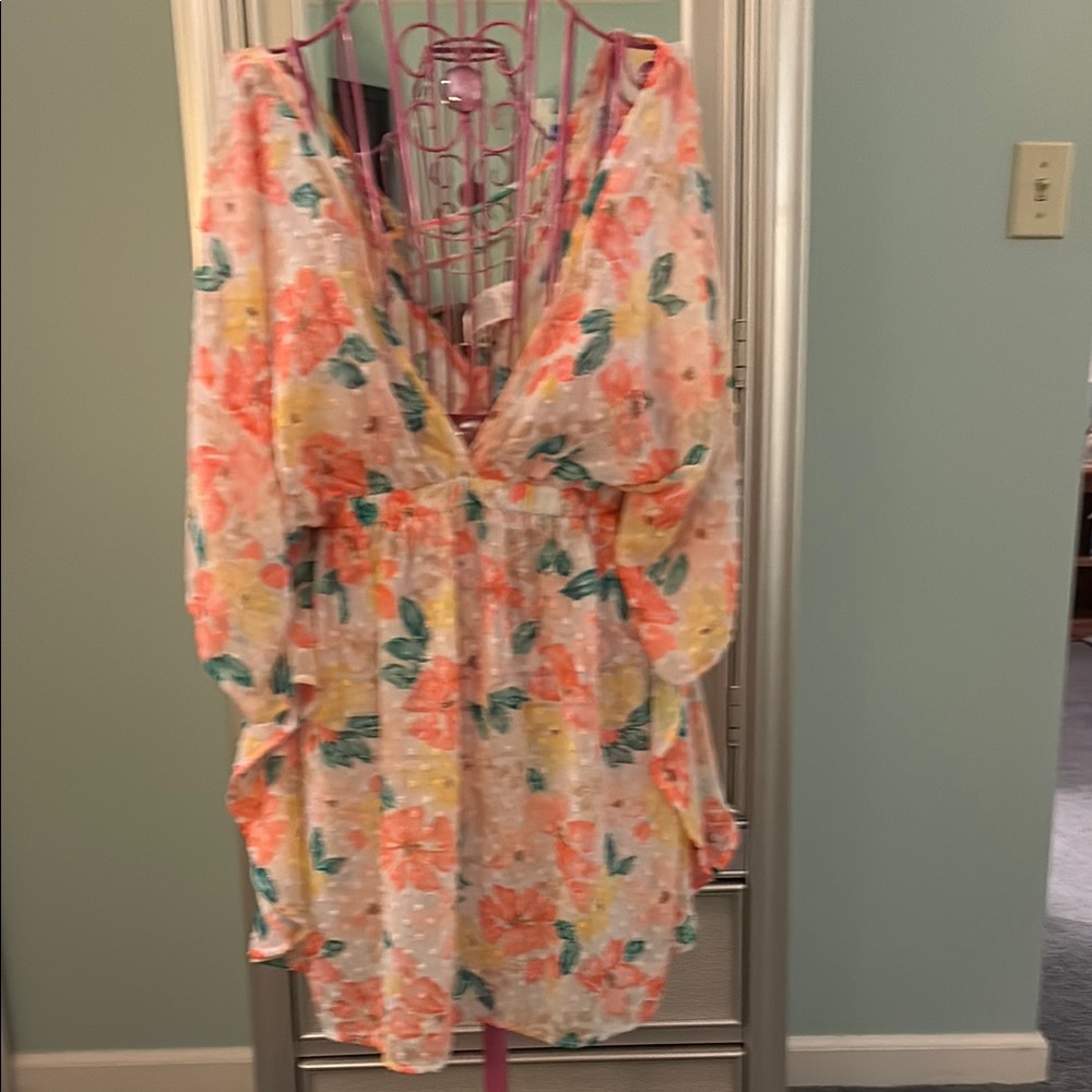 Time and Tru Floral Swim Coverup - Multicolor